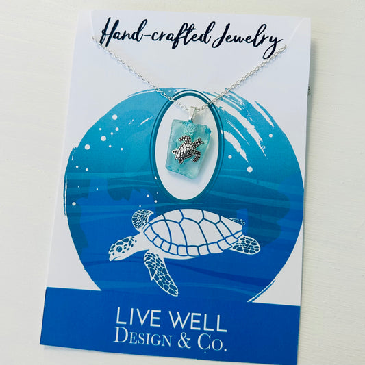 Sea Glass Turtle Necklace