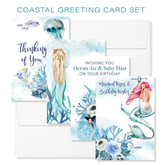Coastal Greeting Cards - Set of 4