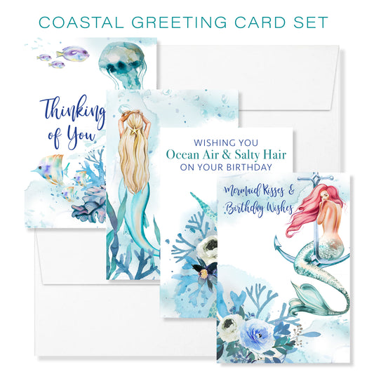 Coastal Greeting Cards - Set of 4